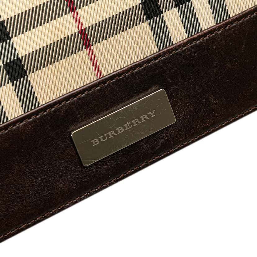 Burberry House Check Canvas Flap Crossbody Brown Canvas Good condition - Box View