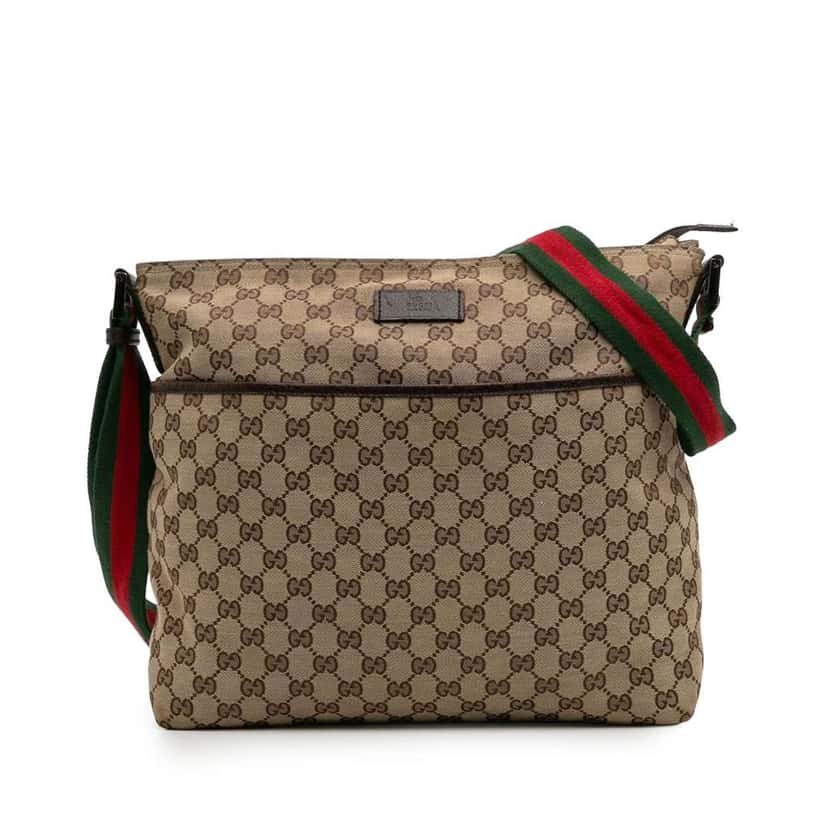 Gucci GG Canvas Web Crossbody Brown Canvas Good condition - Front View