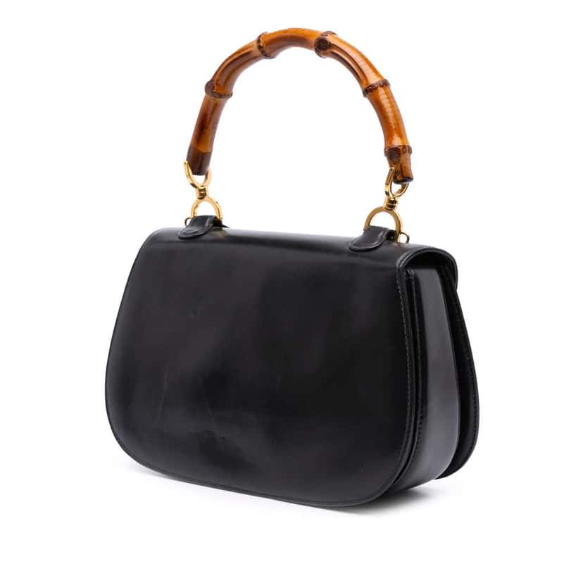 Gucci Calfskin Bamboo Night Black Leather Good condition - Back View