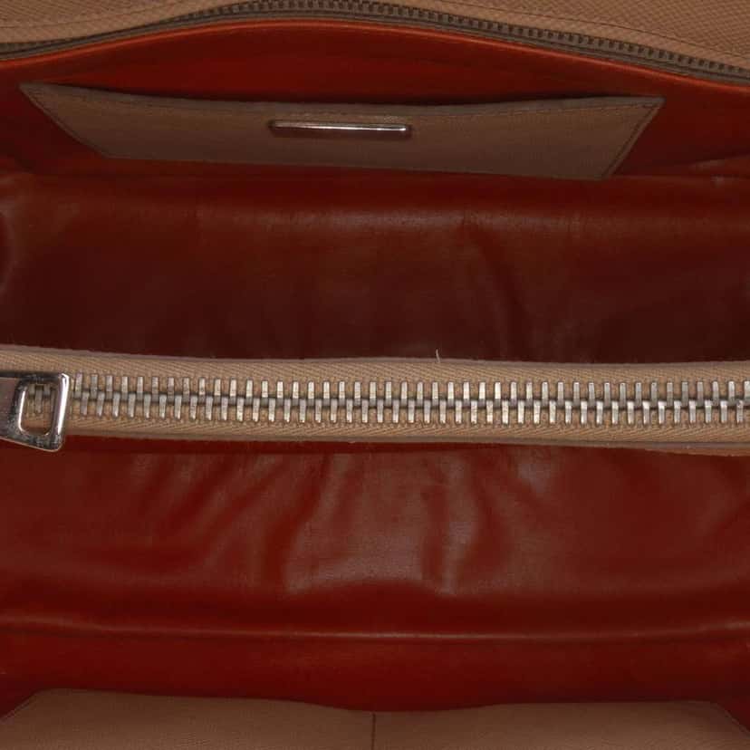 Prada Saffiano Cuir Twin Lock Satchel Brown Leather Good condition - Model View