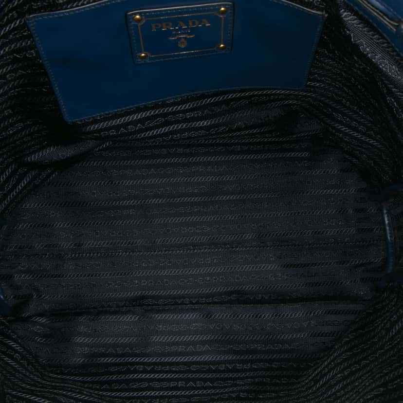 Prada Soft Calf Open Convertible Tote Blue Leather Very good condition - Model View