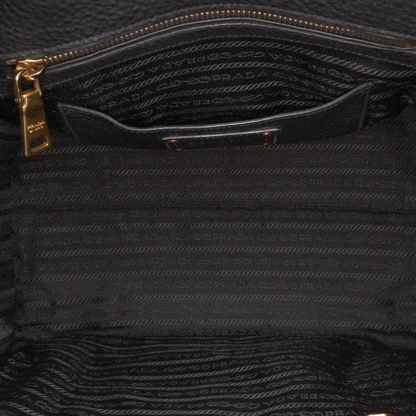 Prada Vitello Daino Front Pocket Tote Black Leather Fair condition - Box View