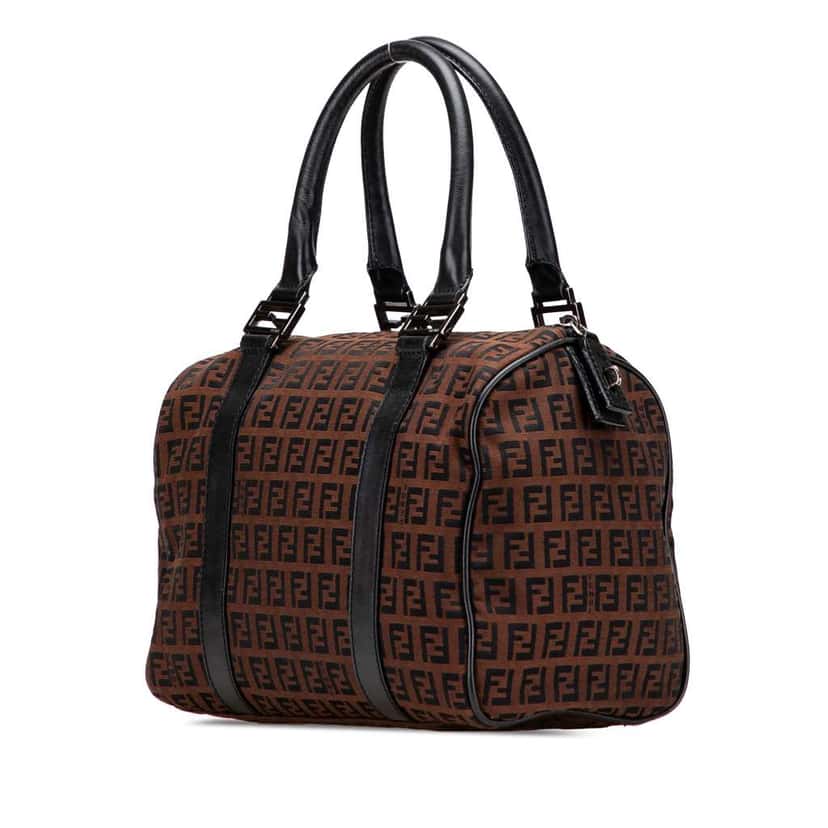 Fendi Zucchino Canvas Boston Bag Brown Canvas Good condition - Back View