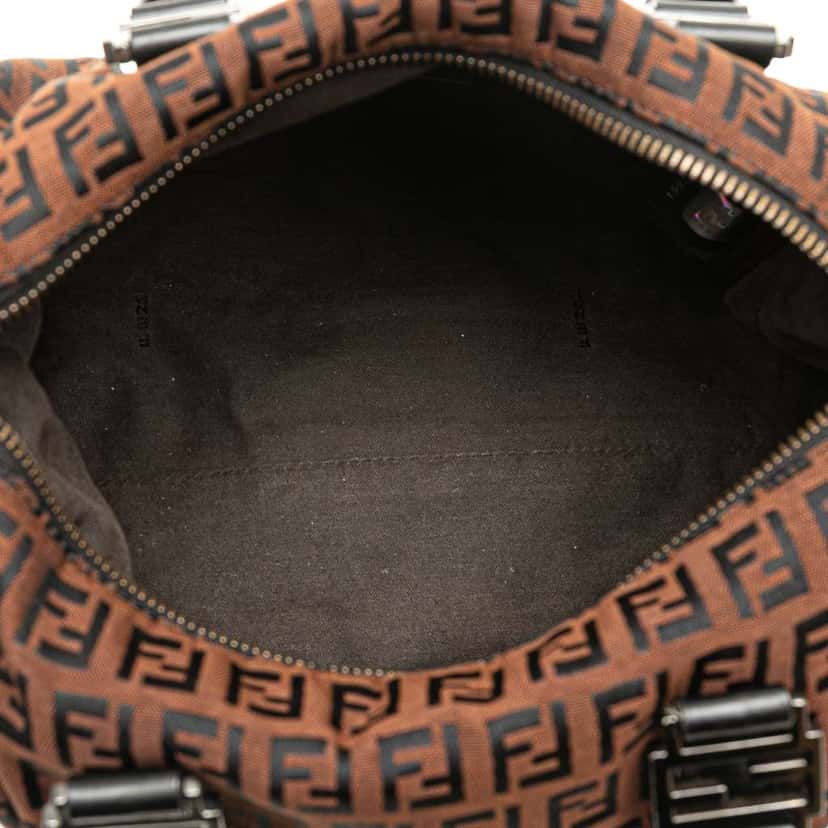 Fendi Zucchino Canvas Boston Bag Brown Canvas Good condition - Model View
