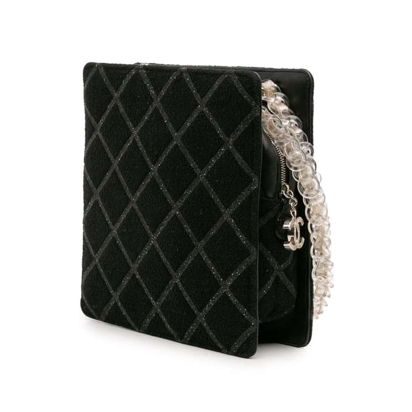 Chanel CC Tweed Chain Fantasy Crossbody Black Tweed Very good condition - Back View