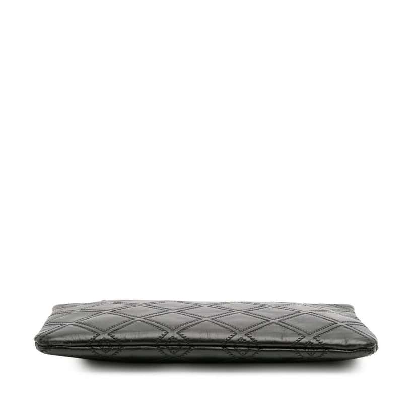 Chanel Medium Quilted Lambskin Double Stitch Tassel O Case Clutch Black Leather Good condition - Inside View