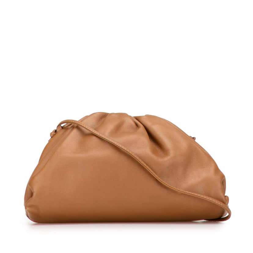 Bottega Veneta Lambskin The Mini Pouch Crossbody Brown Leather Good condition - Front View