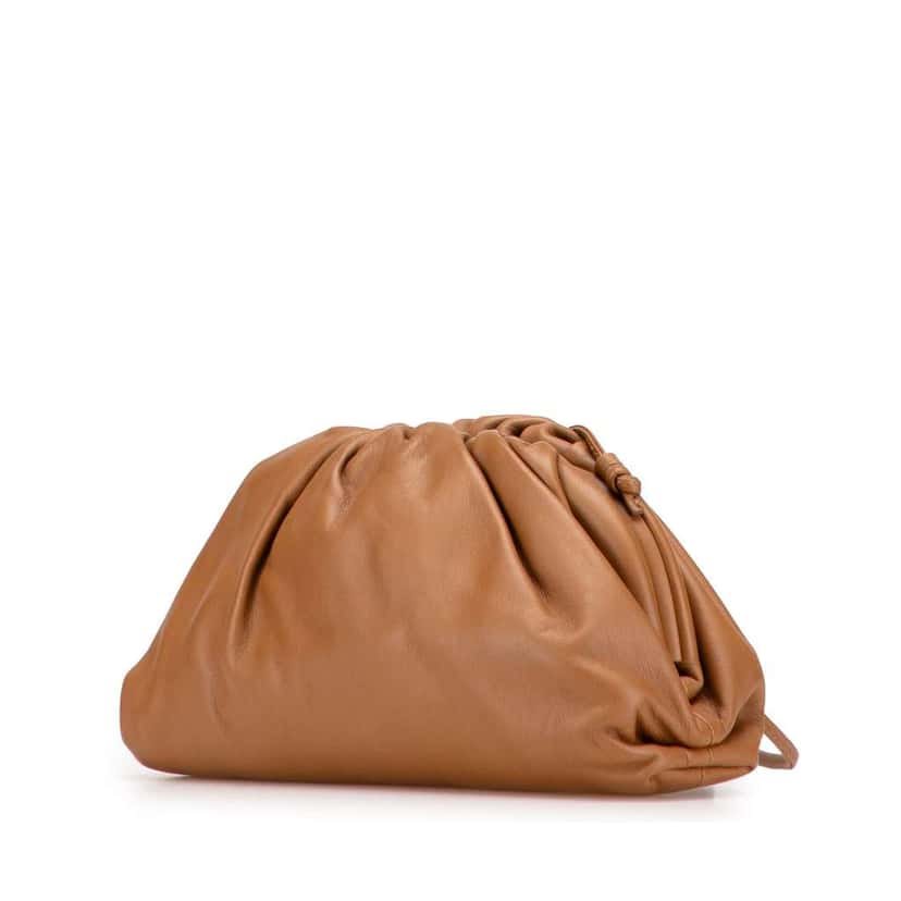 Bottega Veneta Lambskin The Mini Pouch Crossbody Brown Leather Good condition - Back View