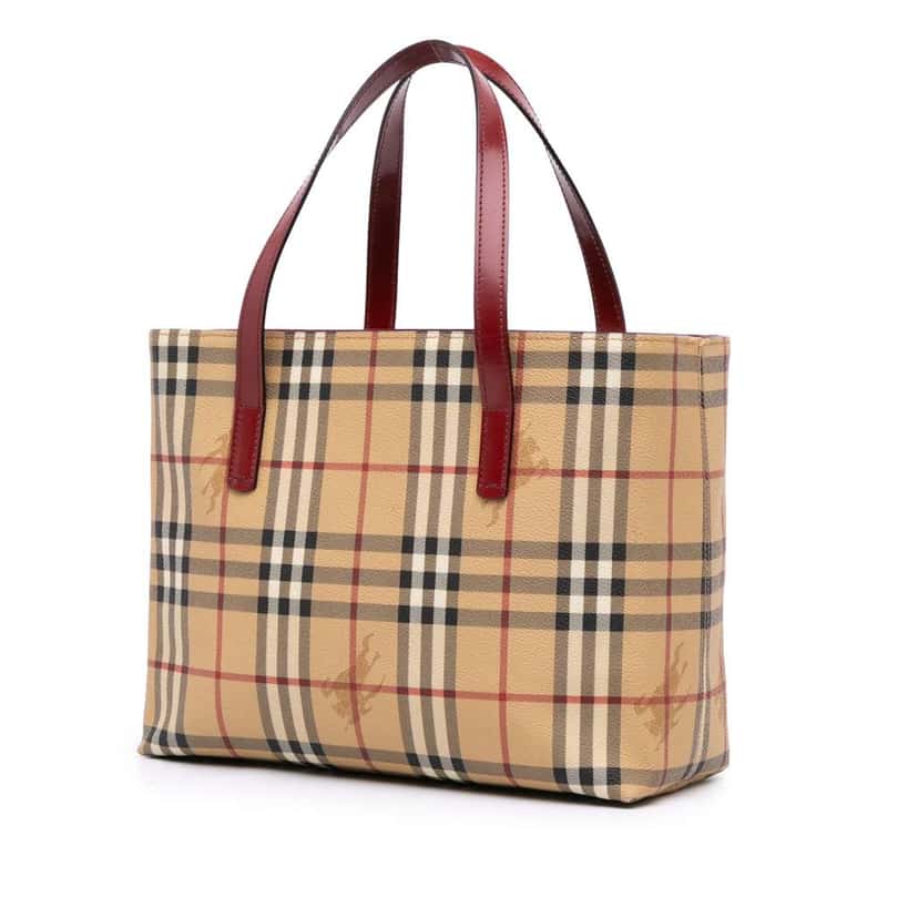 Burberry Haymarket Check Coated Canvas Tote Brown Canvas Good condition - Back View