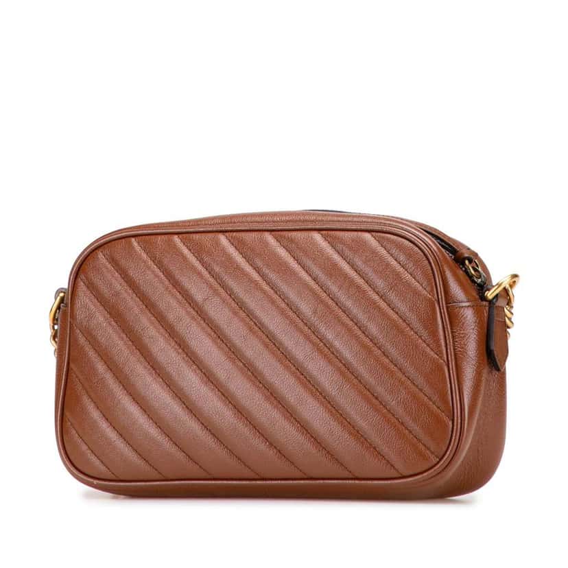 Gucci Small GG Marmont Matelasse Leather Crossbody Brown Leather Good condition - Back View