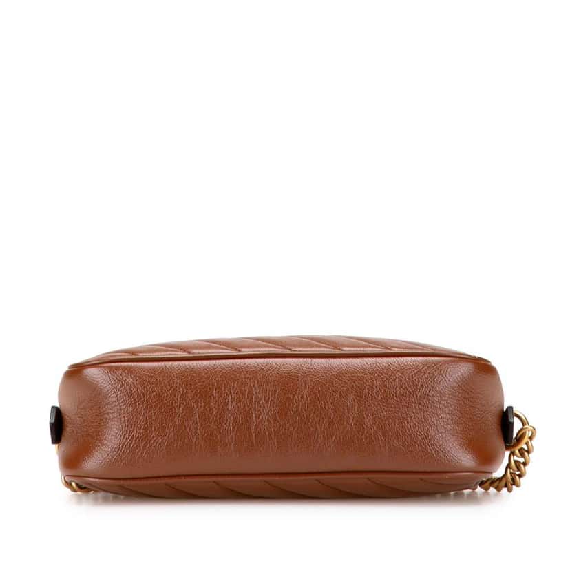 Gucci Small GG Marmont Matelasse Leather Crossbody Brown Leather Good condition - Inside View