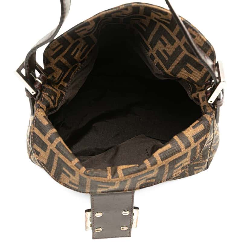 Fendi Zucca Canvas Double Flap Shoulder Bag Brown Canvas Good condition - Model View