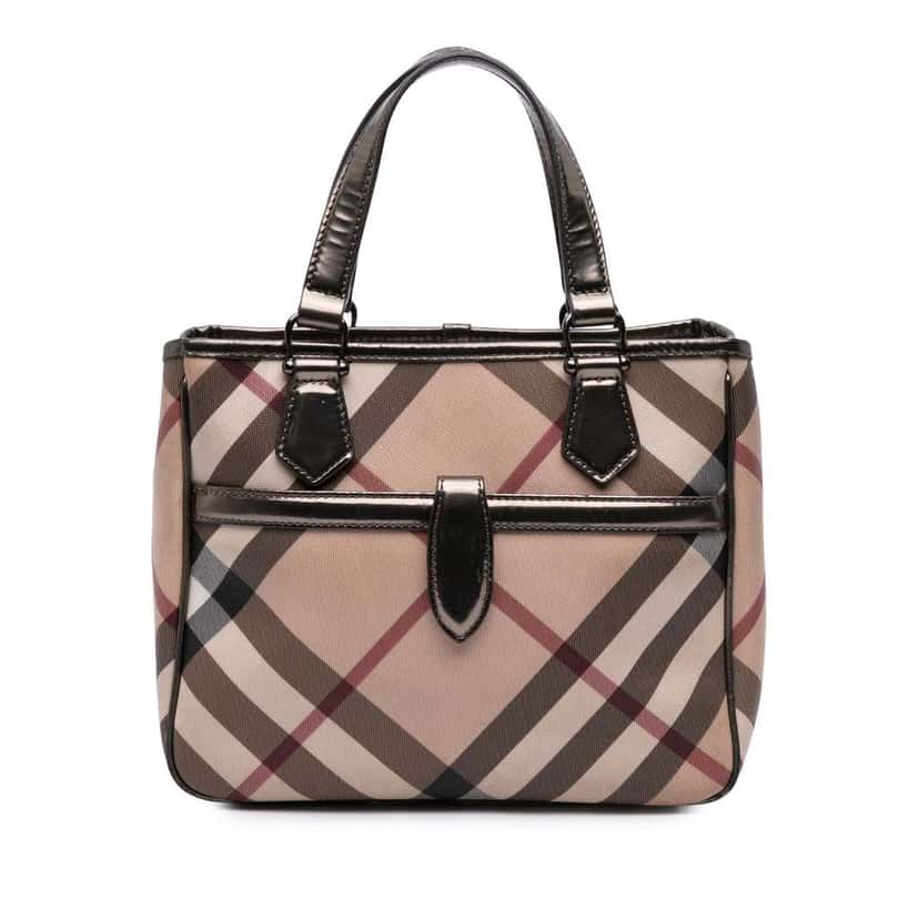 Burberry Supernova Check Coated Canvas Tote Brown Canvas Good condition - Front View
