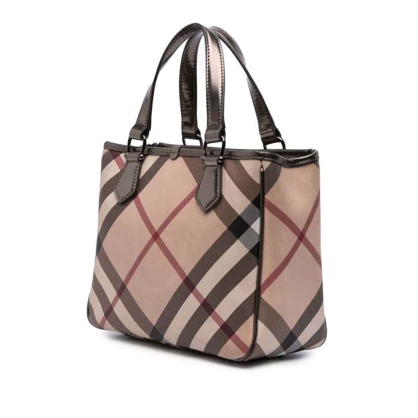 Burberry Supernova Check Coated Canvas Tote Brown Canvas Good condition - Back View