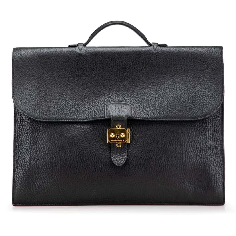 Hermès Togo Sac a Depeches 41 Black Leather Good condition - Front View