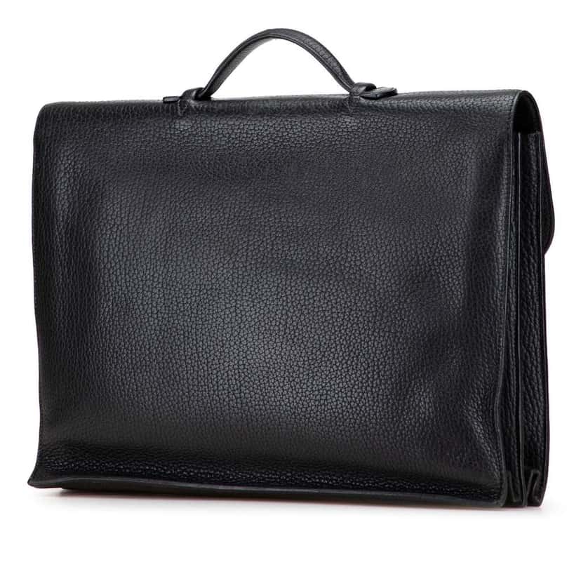Hermès Togo Sac a Depeches 41 Black Leather Good condition - Back View