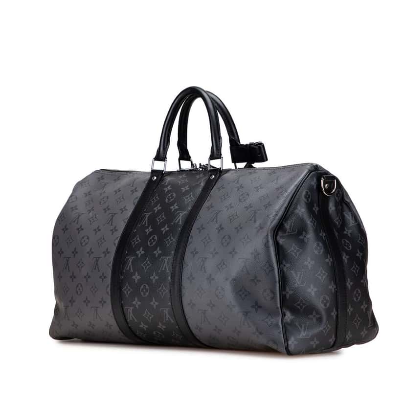 Louis Vuitton Monogram Eclipse Reverse Keepall Bandouliere 50 Grey Good condition - Back View