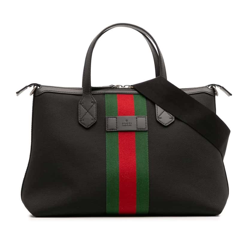 Gucci Techno Canvas Web Satchel Black Canvas Good condition - Front View