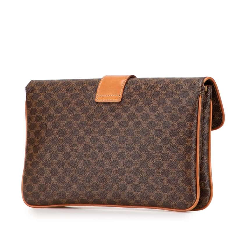 Celine Macadam Coated Canvas Clutch Brown Canvas Good condition - Back View