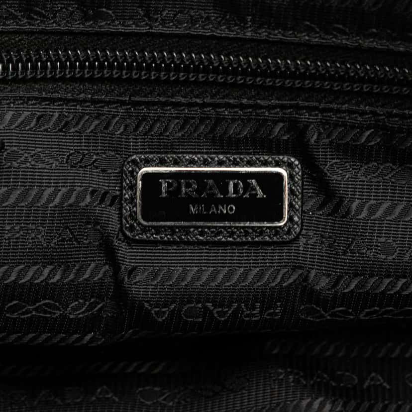 Prada Saffiano Trimmed Tessuto Clutch Black Good condition - Box View