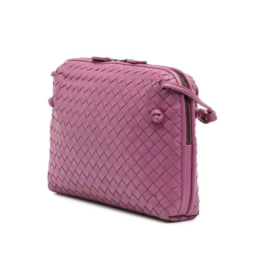 Bottega Veneta Nappa Intrecciato Nodini Crossbody Pink Leather Good condition - Back View