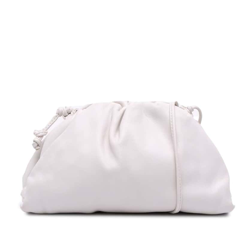 Bottega Veneta Lambskin The Mini Pouch Crossbody White Leather Good condition - Front View