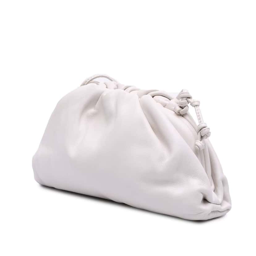Bottega Veneta Lambskin The Mini Pouch Crossbody White Leather Good condition - Back View