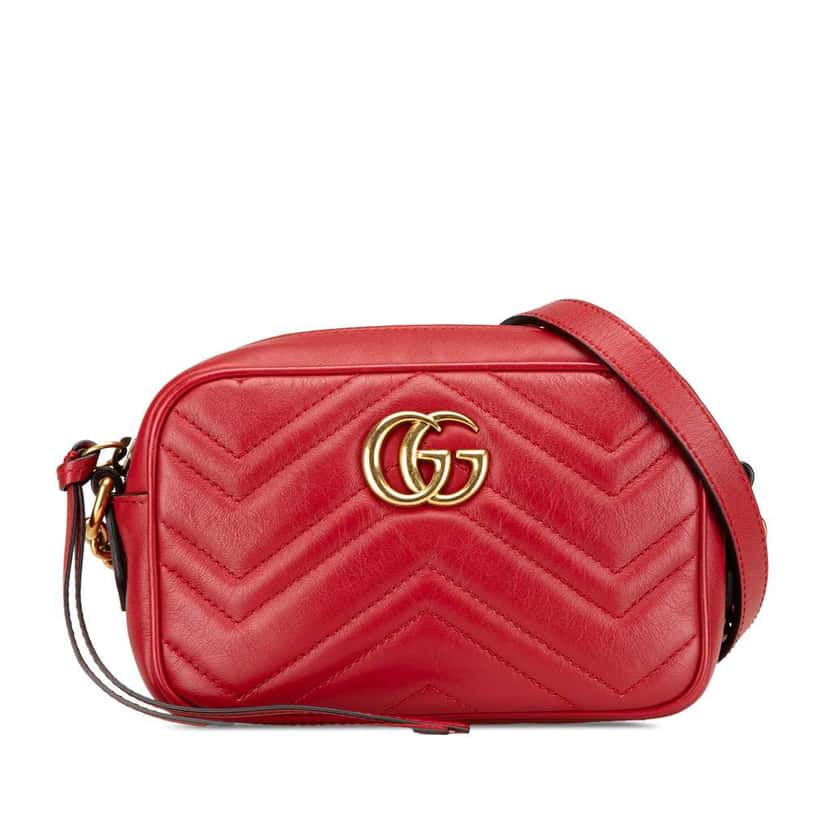 Gucci Mini GG Marmont Matelasse Leather Crossbody Red Leather Good condition - Front View