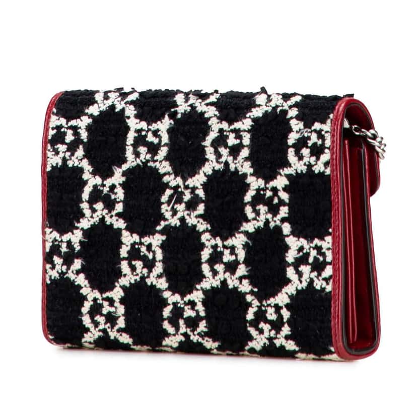 Gucci GG Tweed Dionysus Wallet on Chain Black Tweed Good condition - Back View