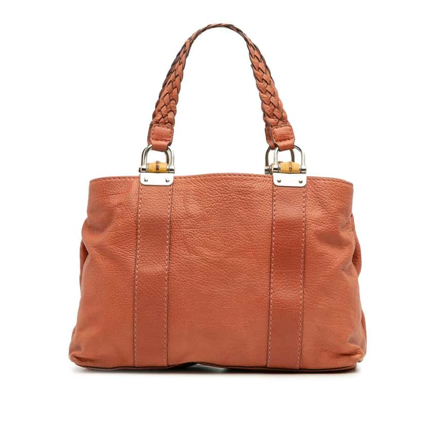 Gucci Medium Leather Bamboo Libeccio Tote Orange Leather Good condition - Front View