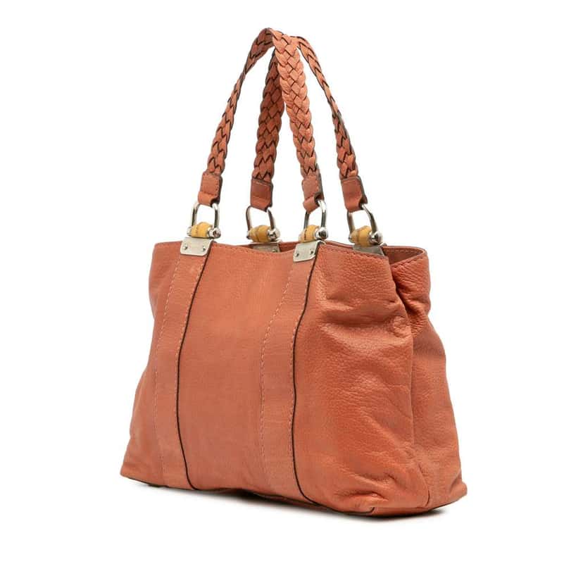 Gucci Medium Leather Bamboo Libeccio Tote Orange Leather Good condition - Back View