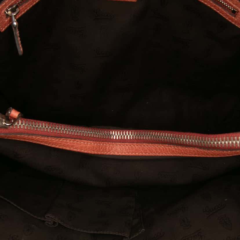 Gucci Medium Leather Bamboo Libeccio Tote Orange Leather Good condition - Model View