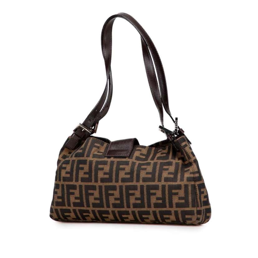 Fendi Zucca Canvas Shoulder Bag Brown Canvas Good condition - Back View