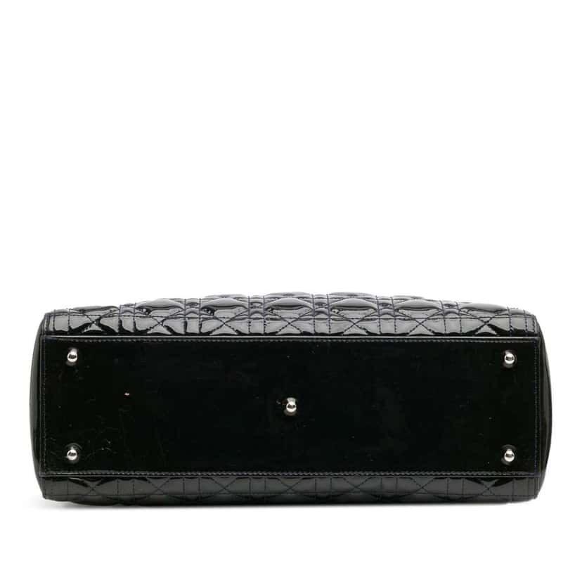 Dior Large Patent Cannage Lady Dior Blue Leather Good condition - Inside View