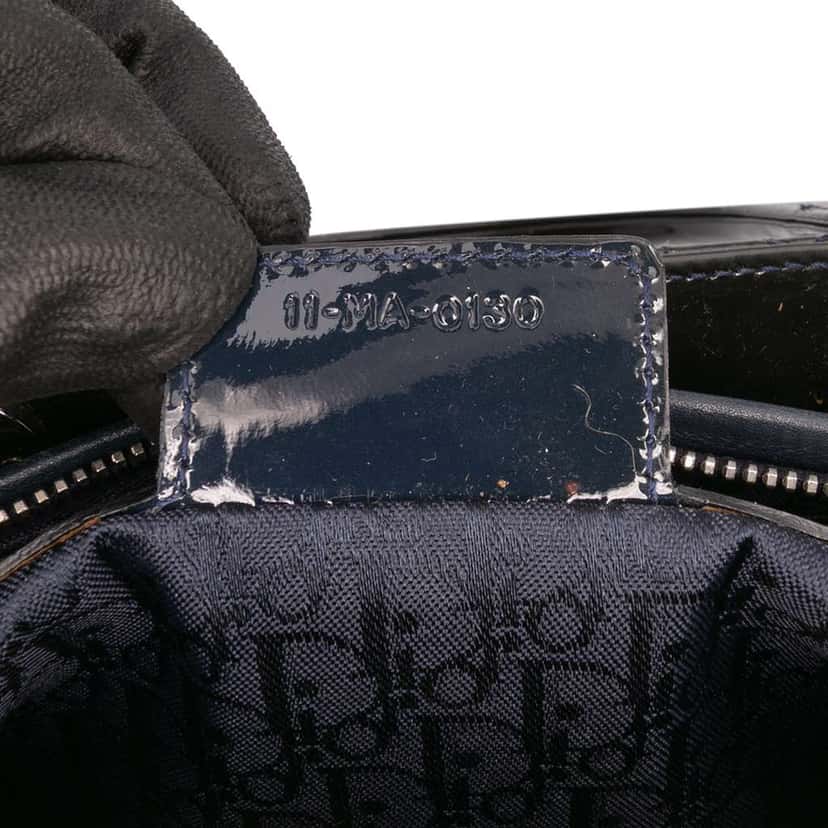 Dior Large Patent Cannage Lady Dior Blue Leather Good condition - Box View