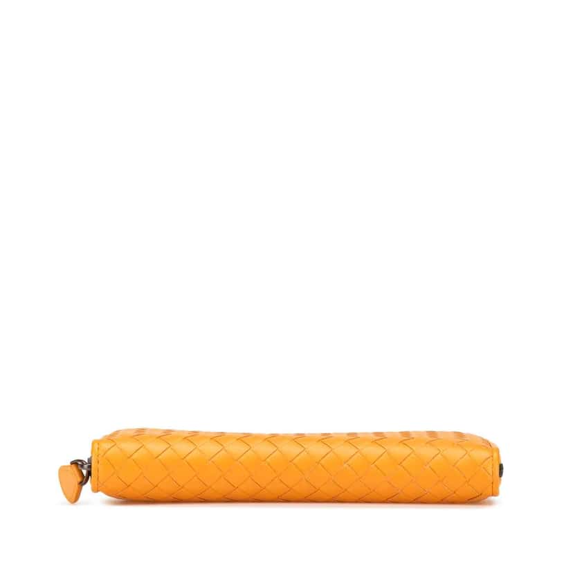 Bottega Veneta Leather Intrecciato Zip Around Wallet Orange Leather Good condition - Inside View