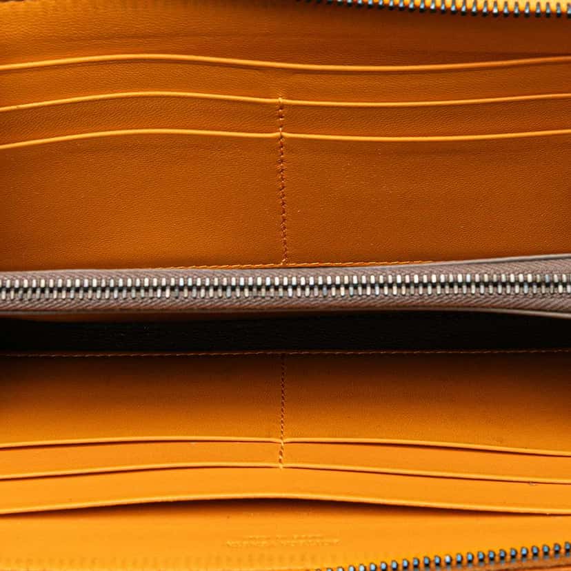 Bottega Veneta Leather Intrecciato Zip Around Wallet Orange Leather Good condition - Model View