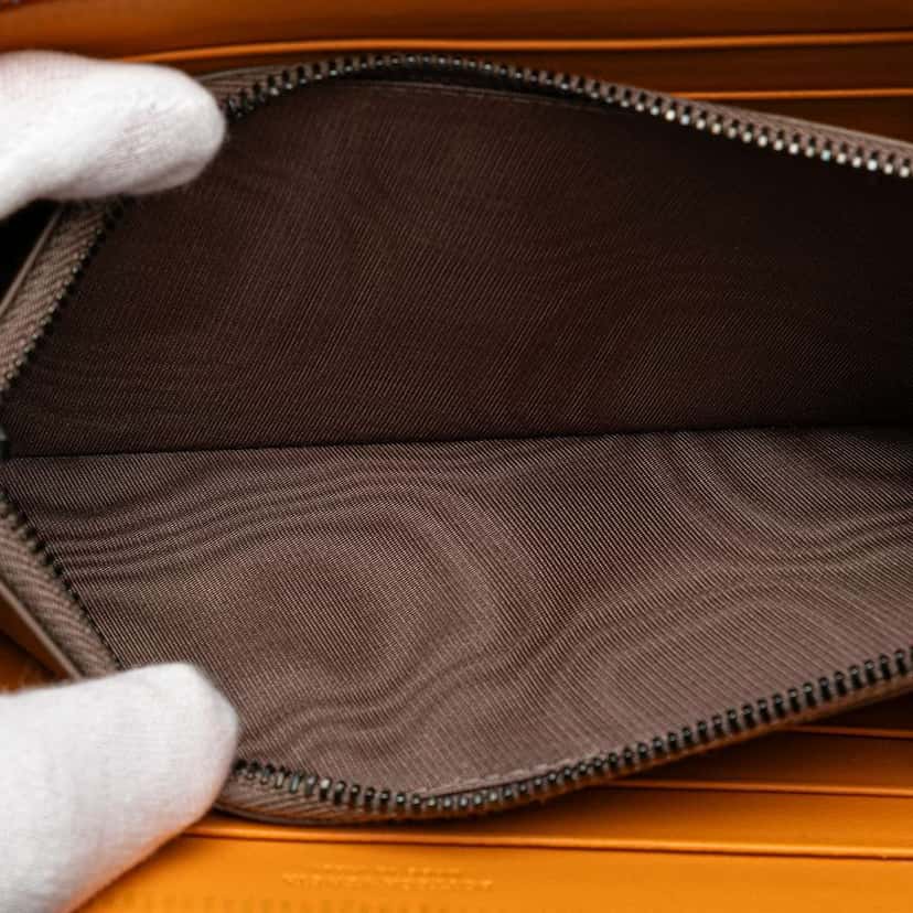 Bottega Veneta Leather Intrecciato Zip Around Wallet Orange Leather Good condition - Box View