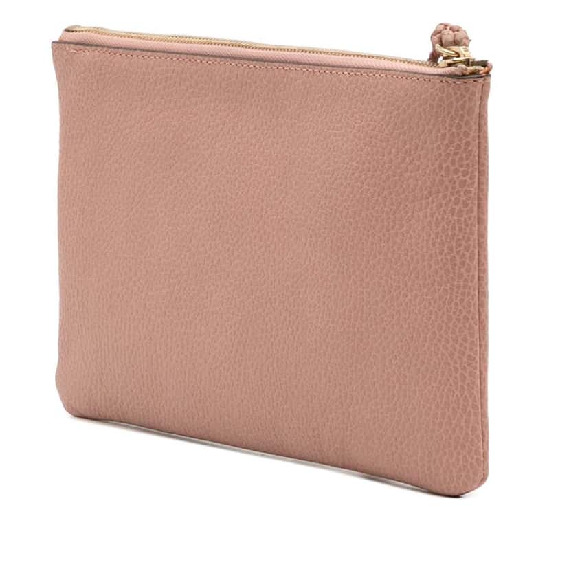 Gucci Calfskin Bamboo Clutch Pink Leather Very good condition - Back View