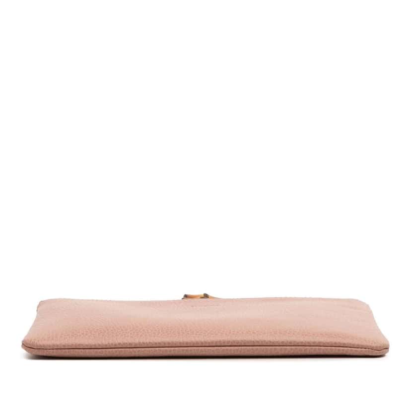 Gucci Calfskin Bamboo Clutch Pink Leather Very good condition - Inside View