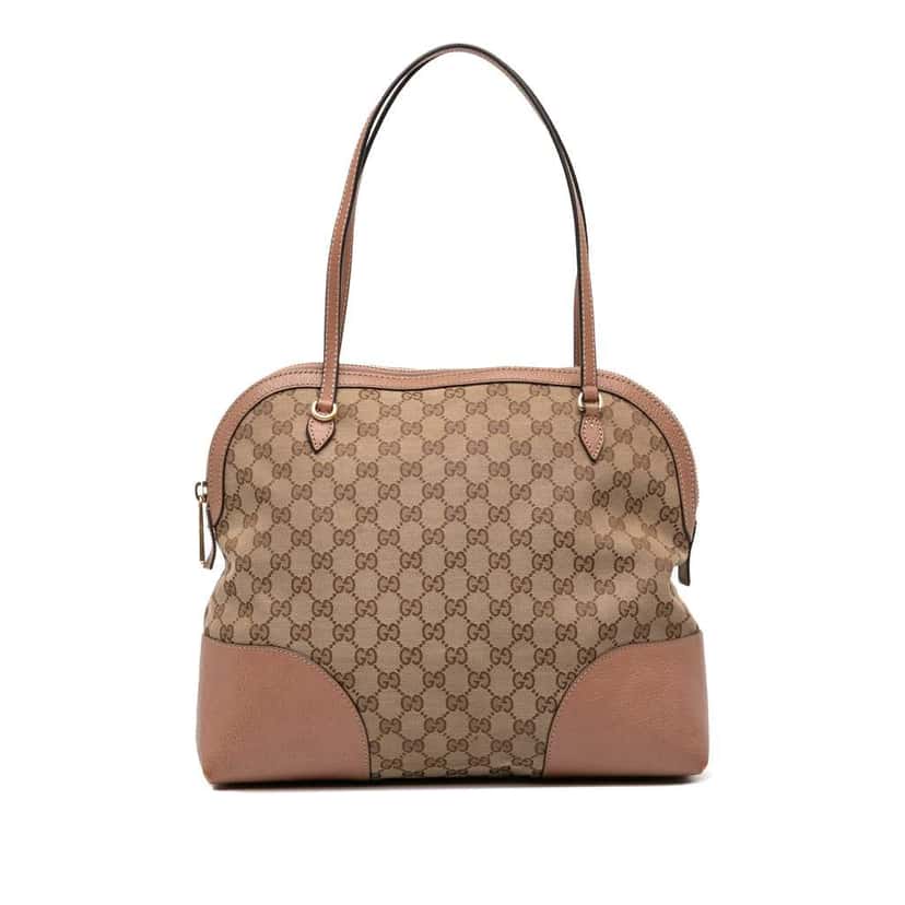 Gucci Medium GG Canvas Bree Dome Tote Brown Canvas Good condition - Front View