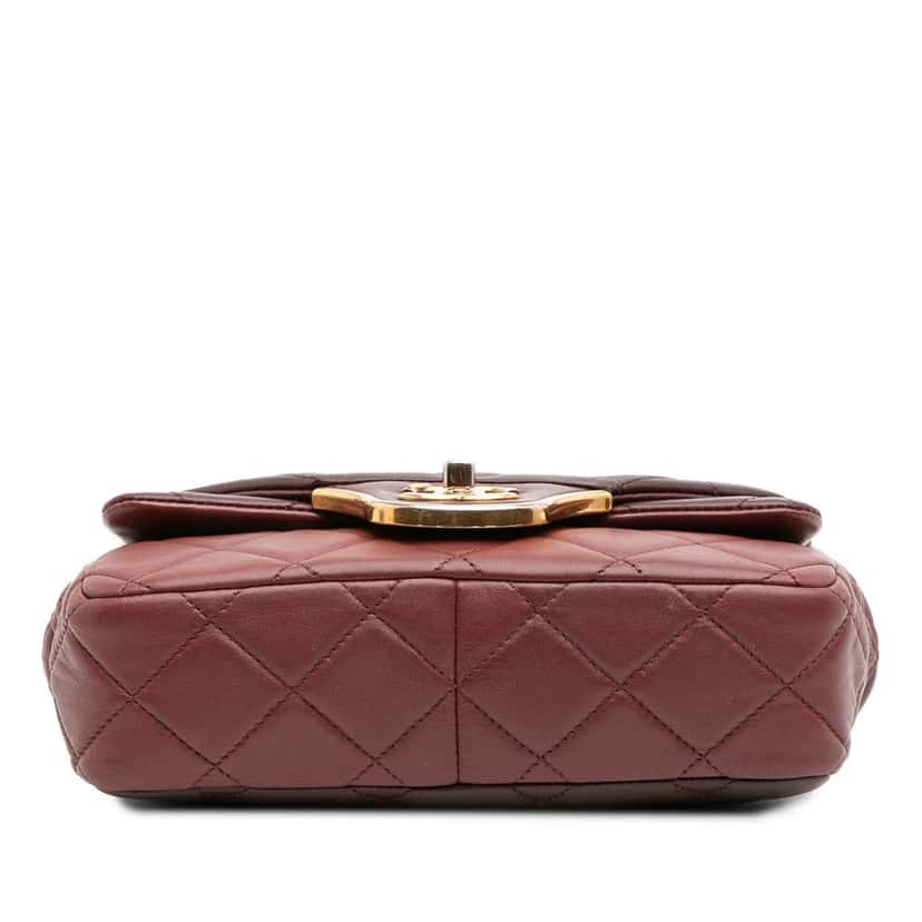 Chanel CC Tricolor Quilted Lambskin Double Flap Red Leather Good condition - Inside View