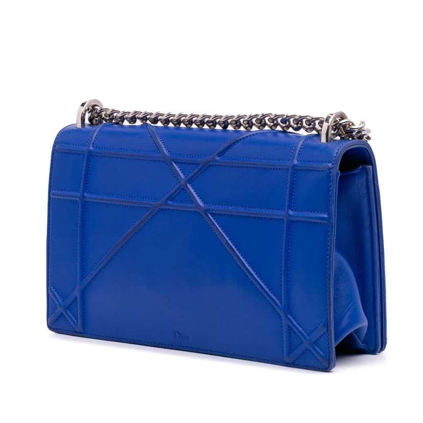 Dior Medium Lambskin Diorama Flap Blue Leather Good condition - Back View