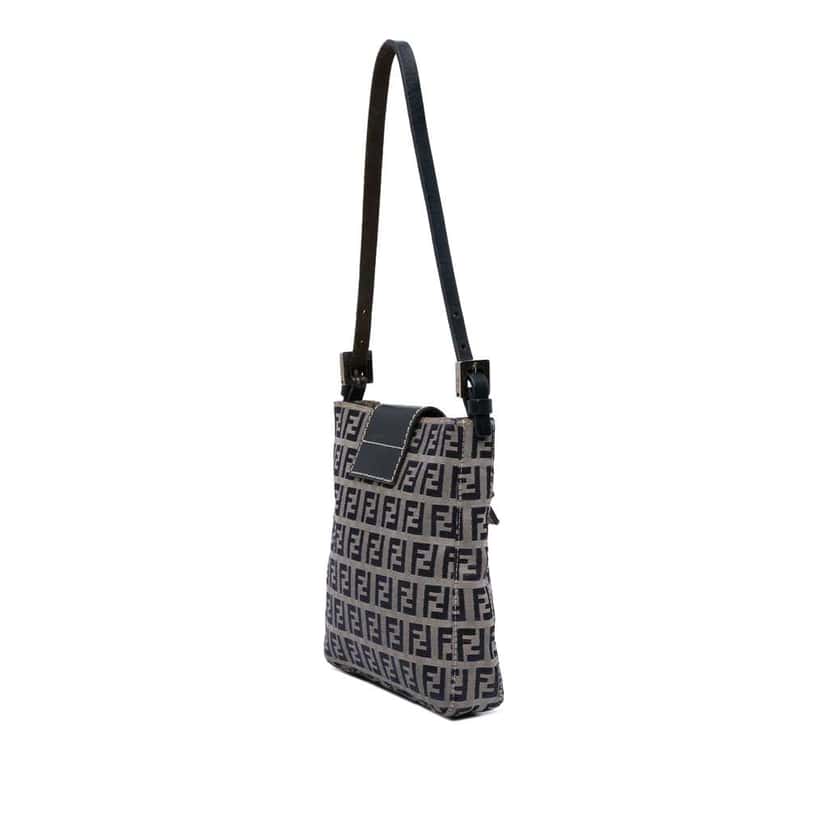 Fendi Zucchino Canvas Shoulder Bag Grey Canvas Good condition - Back View