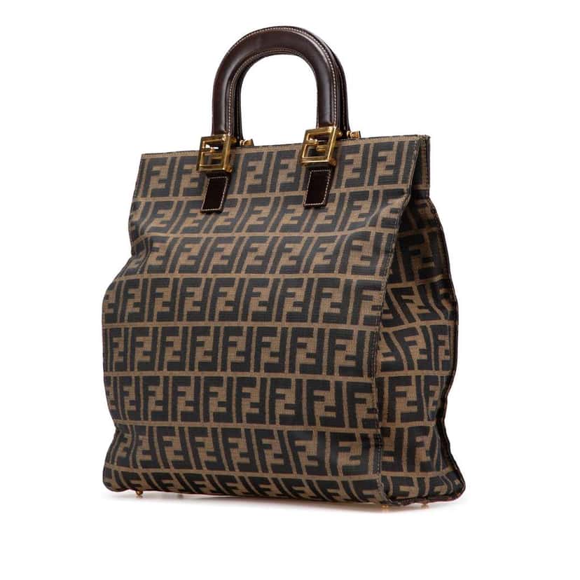 Fendi Zucca Canvas Twins Tote Brown Canvas Good condition - Back View