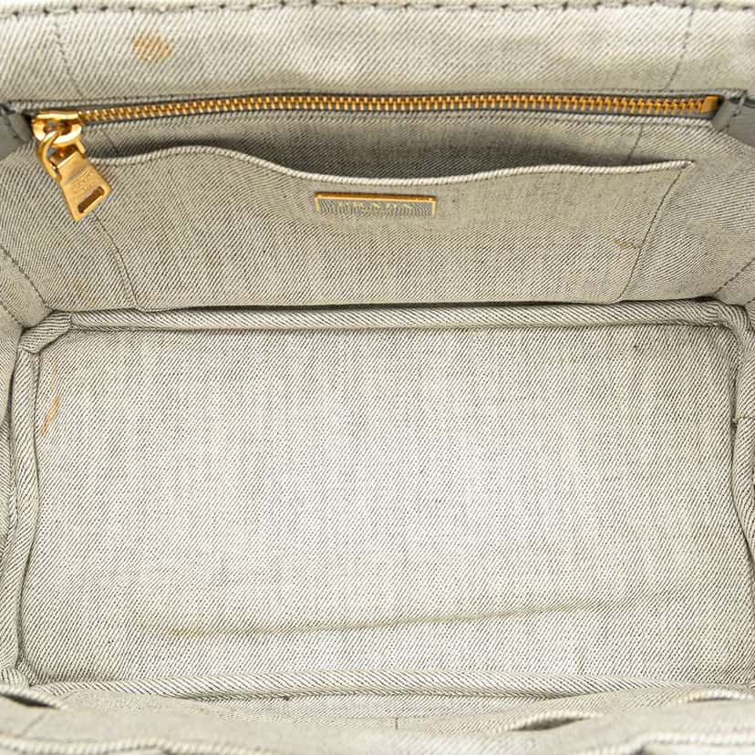 Prada Small Denim Canapa Logo Satchel Grey Denim Good condition - Model View