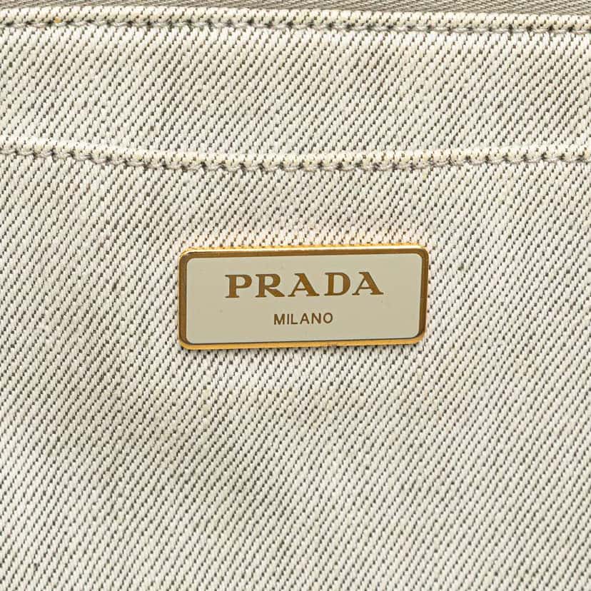 Prada Small Denim Canapa Logo Satchel Grey Denim Good condition - Box View