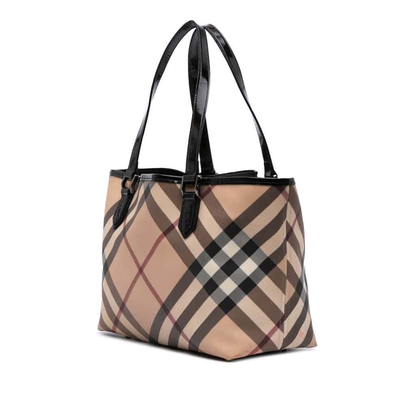 Burberry Supernova Check Coated Canvas Tote Brown Canvas Good condition - Back View