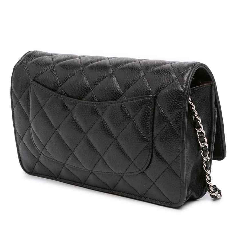 Chanel CC Quilted Caviar Wallet on Chain Black Leather Good condition - Back View