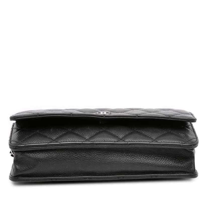 Chanel CC Quilted Caviar Wallet on Chain Black Leather Good condition - Inside View